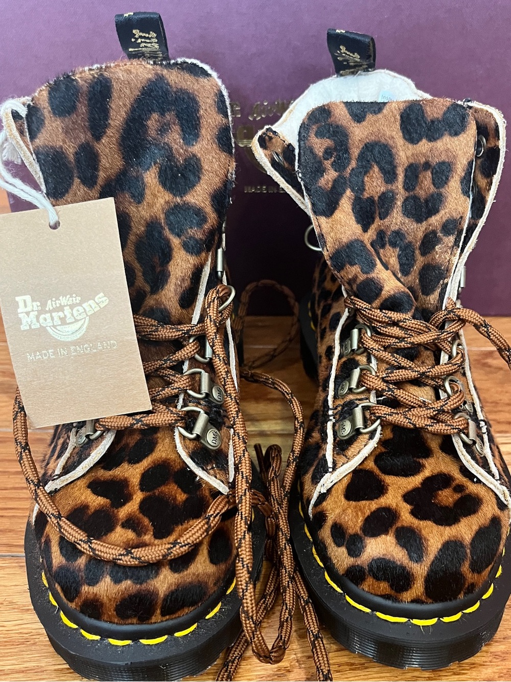 Dr. Martens Leopard Print Lace-Up Boots in Brown